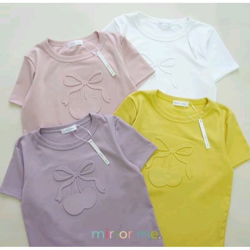 mirrorme เสื้อยืดงานนูนลายน่ารัก ไม่หดไม่ย้วยยืดได้เยอะ