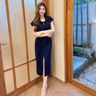 ชุดเซตกระโปรงผ้าวูลเวฟ เสื้อทรงครอปคอปกกระดุมหน้าแต่งกระเป๋าหน้า+กระโปรงเอวเรียบกระเป๋าหน้าแต่งกระดุมหน้าผ่าหน้า A5390