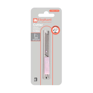 คัตเตอร์ คัตเตอร์มินิ พกพาง่าย รุ่น S-904 9 มม. ตราช้าง (จำนวน 1 อัน)
