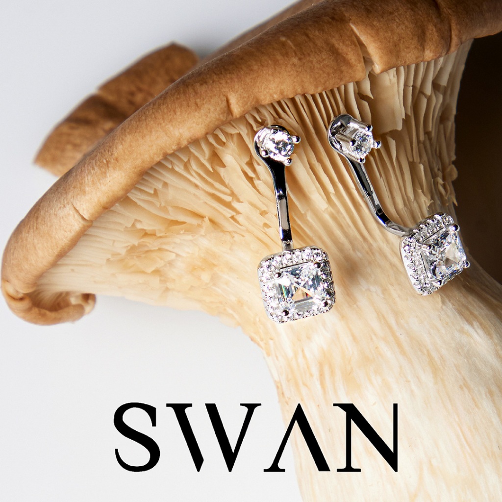 [ส่งด่วนฟรี]SWAN - SQ Jacket Halo Earring ต่างหูเงินแท้ ฝังเพชรคิวบิกเซอร์โคเนีย สวยหรูมีสไตล์