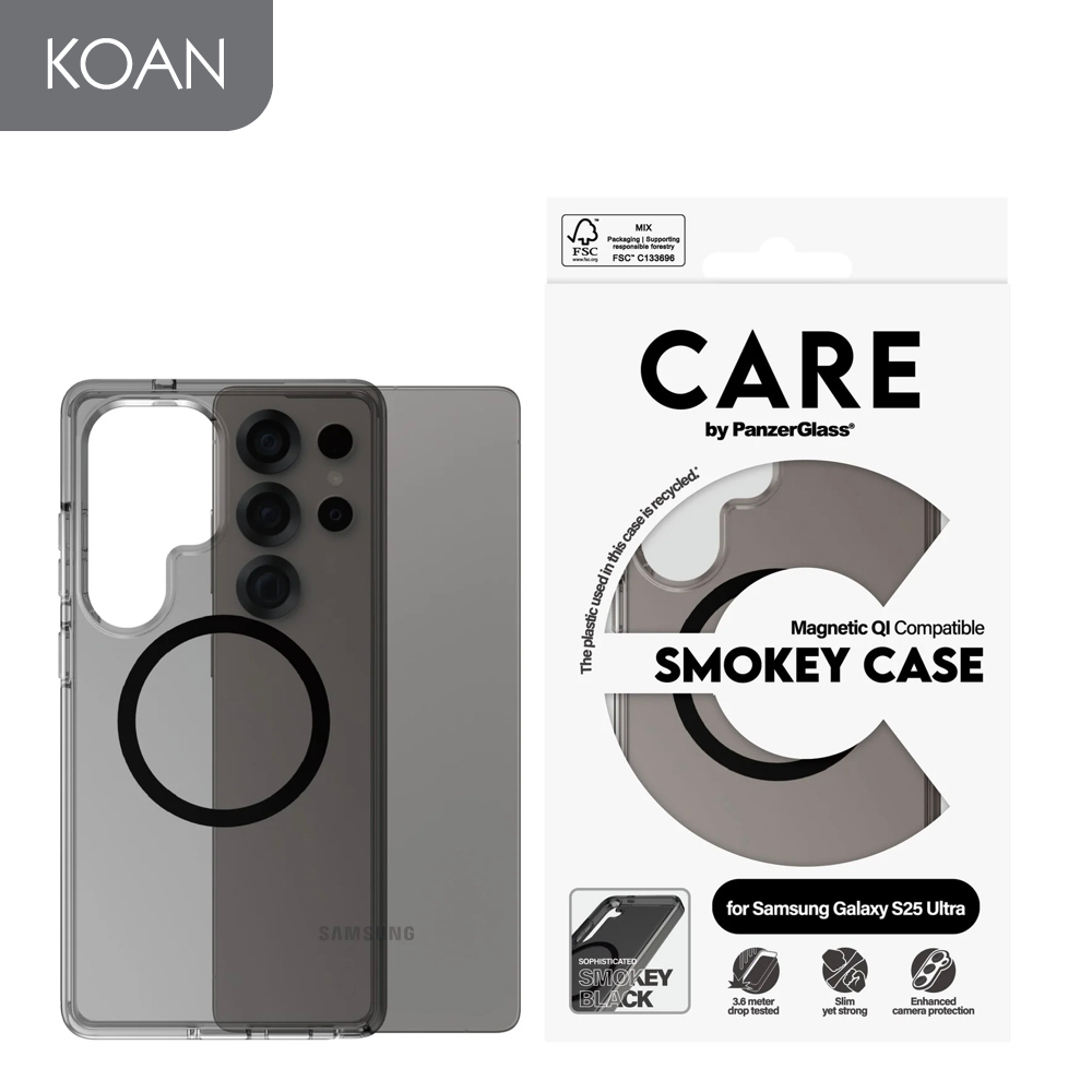 เคสมือถือ CARE by PanzerGlass Flagship with Black MagSafe Case for Samsung S25 / S25 Plus /  S25 Ultra - Smokey