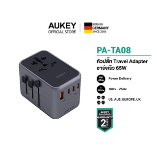 AUKEY PA-TA08 65W หัวแปลงปลั๊กไฟ 65W Universal Travel Adapter ช่อง USB-C และ USB-A รุ่น PA-TA08