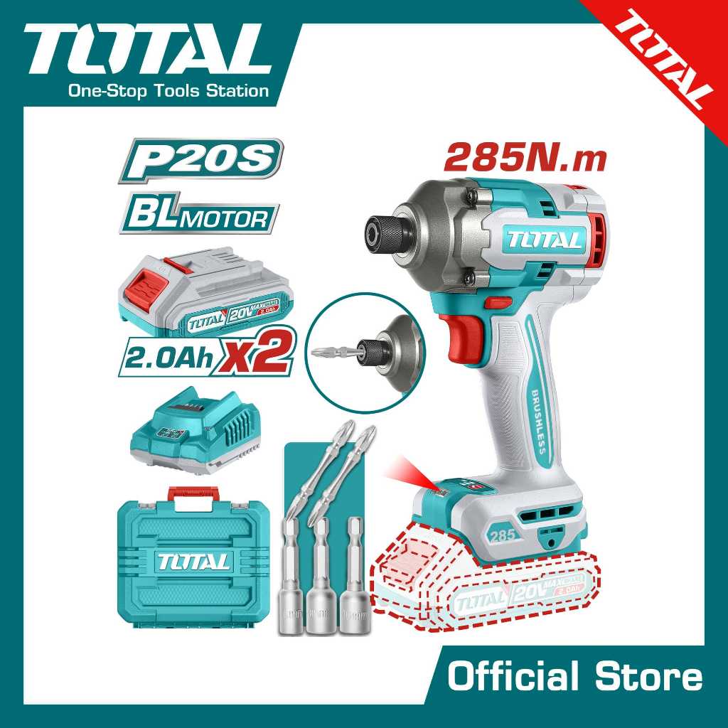 TOTAL สว่านไขควงกระแทกแบตเตอรี่ไร้สาย20V #TIRLI2028