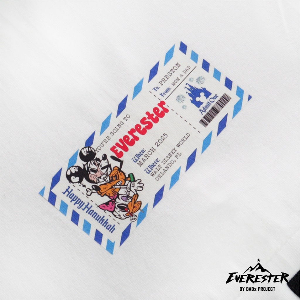 EVERESTER เสื้อยืด เสื้อคอฟิต Heavy Cotton เสื้อผู้ชาย Oversize Mickey Rock N Roll ขาว ผู้ชาย EXP
