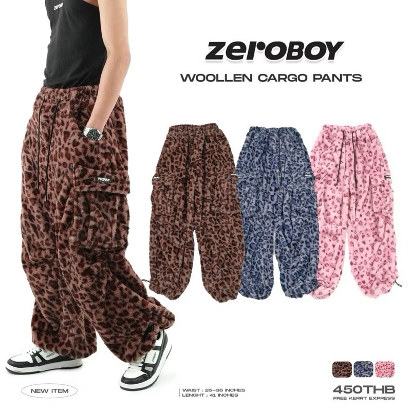 ZEROBOY - Woollen Cargo Pants " คาร์โก้ลายเสือสีใหม่ 4 สี "