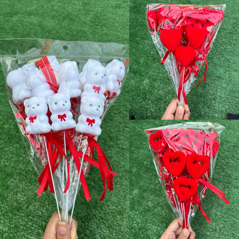 หมีโฟม หัวใจโฟม ยกโหล 12 ก้าน