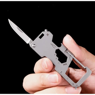 EDC T34 พวงกุญแจสเตนเลสสตีล มีดพับอเนกประสงค์ เครื่องมือกลางแจ้งพกพา