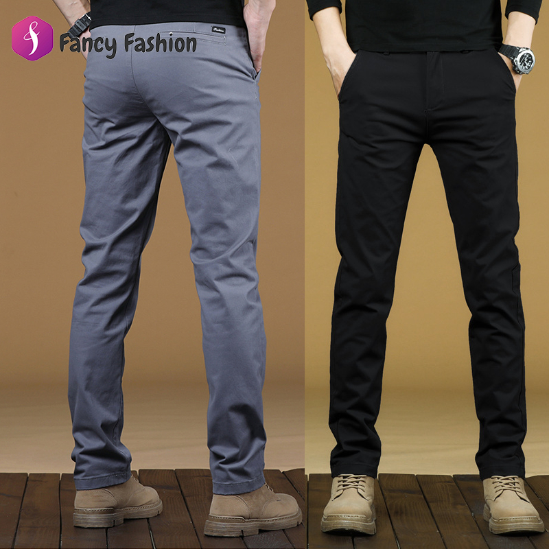 Fancy Fashion กางเกงชิโน่ ผ้ายืด ไม่ต้องรีด ทรงกระบอกเล็ก กางเกงสแล็คชาย