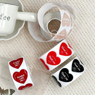 [พร้อมส่ง🇹🇭] (ม้วน 500ดวง) สติ๊กเกอร์ม้วนไดคัทรูปหัวใจ ♥ Size 2.5 cm