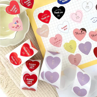 [พร้อมส่ง🇹🇭] (ม้วน 500ดวง) สติ๊กเกอร์ม้วนไดคัทรูปหัวใจ ♥ Size 2.5 cm