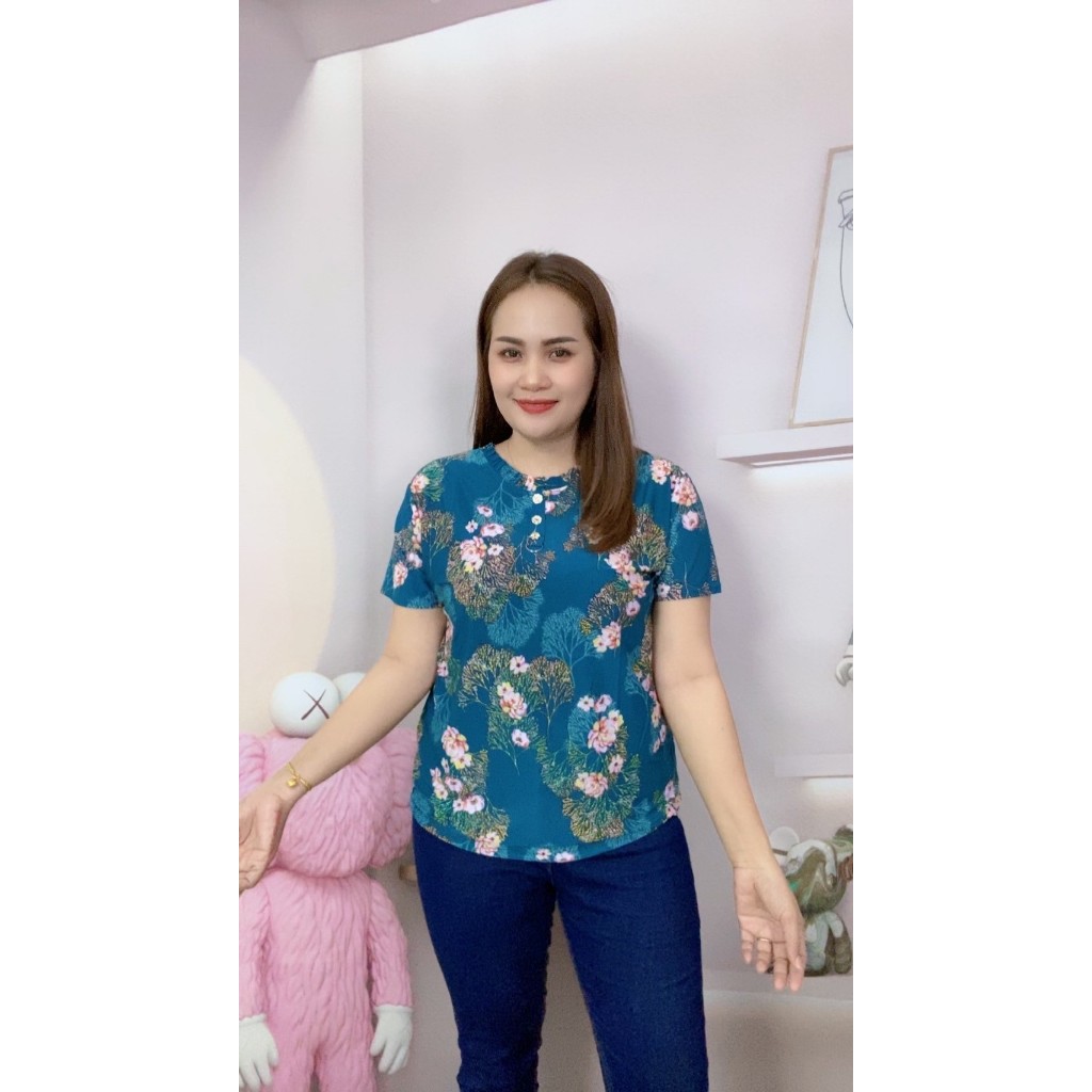 เสื้อผ้า ผู้ใหญ่ เสื้อคนแก่ ผ้ายืดใส่สบาย แขนสั้น คอกลม  อก32-44นิ้ว  รุ่น0055