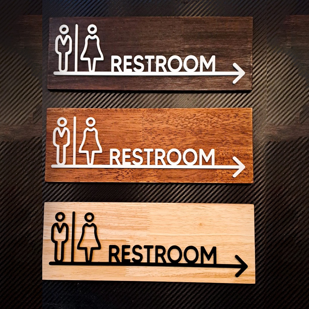ป้ายห้องน้ำ หรูหรา Modern classic man woman toilet sign ป้ายไม้หนา 8 มิล  ป้ายห้องน้ำหรูหรา ป้ายตกแต่งร้านคาเฟ่