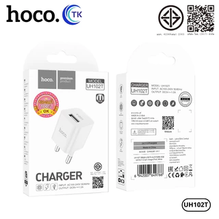 อะแดปเตอร์ หัวชาร์จ 1 พอร์ต USB-A ปลั๊กหัวกลม จ่ายไฟสูงสุด 5V-1.0A ขนาดพกพา HOCO UH102T
