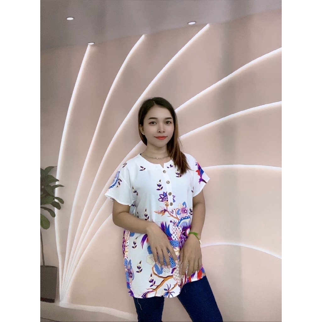 เสื้อผ้าสปัน เสื้อผ้าสปันสาวอวบ  เสื้อลายดอกสาวอวบ อกฟรีไซร์38-40=4xl กับ 42-44=5xl นิ้ว  ใส่สบาย เส