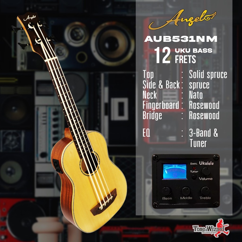 ANGEL กีตาร์อูคูโปร่ง-เบส4 Angel UKU AC-Bass4 12F30" EQ3BT AUB531NM (7390)
