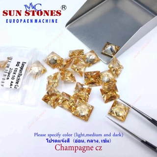 Czเพชรรัสเซียสีๆ พลอยCZ Princess Shape Color CZ, พลอยรูปสี่เหลี่ยม เจียระไนเหลี่ยมเพชร ไซส์ 2X2 ถึง 7X7