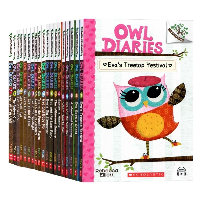 19 เล่ม / ชุดนกฮูกไดอารี่ภาษาอังกฤษหนังสือภาพสีสำหรับเด็กการศึกษาปฐมวัยเด็กเรียนรู้การเขียนไดอารี่สาวอายุ 6-12 ปี