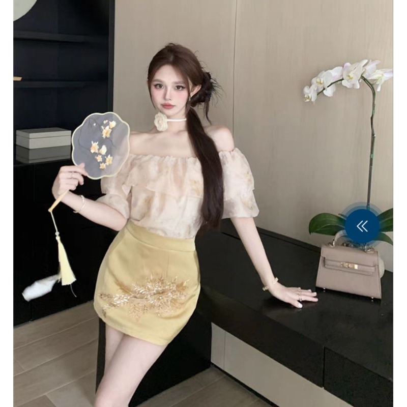 ชุดเซ็ท 2 ชิ้นแฟชั่นคุณหนู มาพร้อมเสื้อน่ารัก++กระโปรง นำเข้าสไตล์เกาหลี (งานไฮเอนด์ งานดีน่ารักมาก )