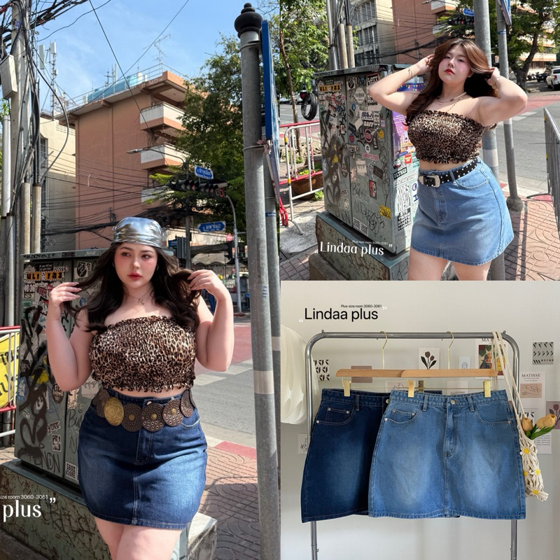 กระโปรงยีนส์ทรงเอ งานป้าย Lindaa plus+ ทรงสวยมาก เป๊ะสุดๆ งานตัดตามไซส์ (มีเอว34-46“) ไซส์ใหญ่ พลัสไซส์