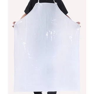 ผ้ากันเปื้อนหนัง PVC ผ้ากันเปื้อนพลาสติกพีวีซี สีขาว กันน้ำ กันสิ่งสกปรก ไซส์L 80*110 ซม