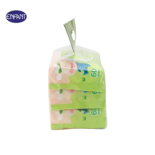 ENFANT (อองฟองต์) Extra Mild Face & Body Wipes ผ้าเช็ดทำความสะอาดแบบเปียก สูตรน้ำแร่บริสุทธิ์ 1แพ็ค/3ห่อ 60แผ่น/ห่อ