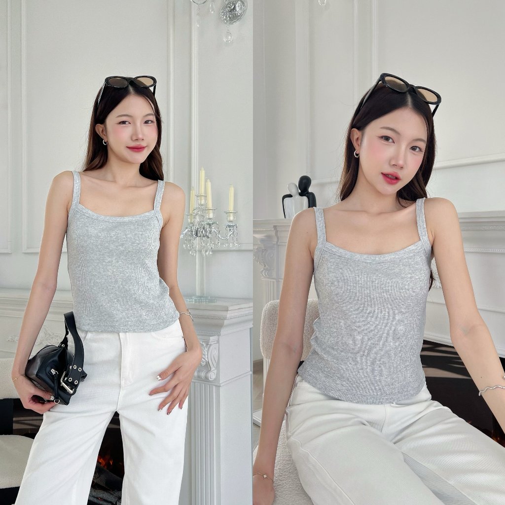 88story.th - Ami top พร้อมส่ง (มีหลายแบบ)เสื้อสายเดี่ยว ผ้าร่องคอตตอนผ้าหนานุ่มยืดหยุ่นได้ดี ทรงสวยงานดีมาก รูปที่ 5