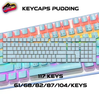 คีย์แคปพุดดิ้ง Pudding(ปุ่มกด) Keycaps คีย์ไทย/อังกฤษ คีย์แคป 132 ปุ่ม ไฟทะลุอังกฤษ วัสดุ PBT ★ส่งไว