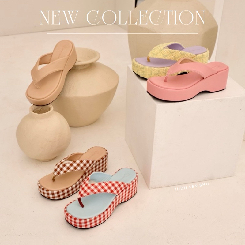 รองเท้าหูคีบส้นเตารีด ใหม่รุ่น(Madam) Size34-42 สายคาดนุ่ม จมูกคู่คีบนิ่ม JUDII LES SHU