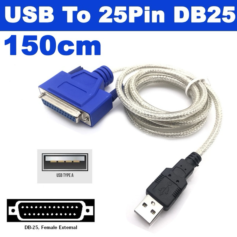 สายแปลง USB to Printer DB25 25-Pin Parallel Port Cable Adapter ( 150cm USB To 25Pin DB25 Female IEEE
