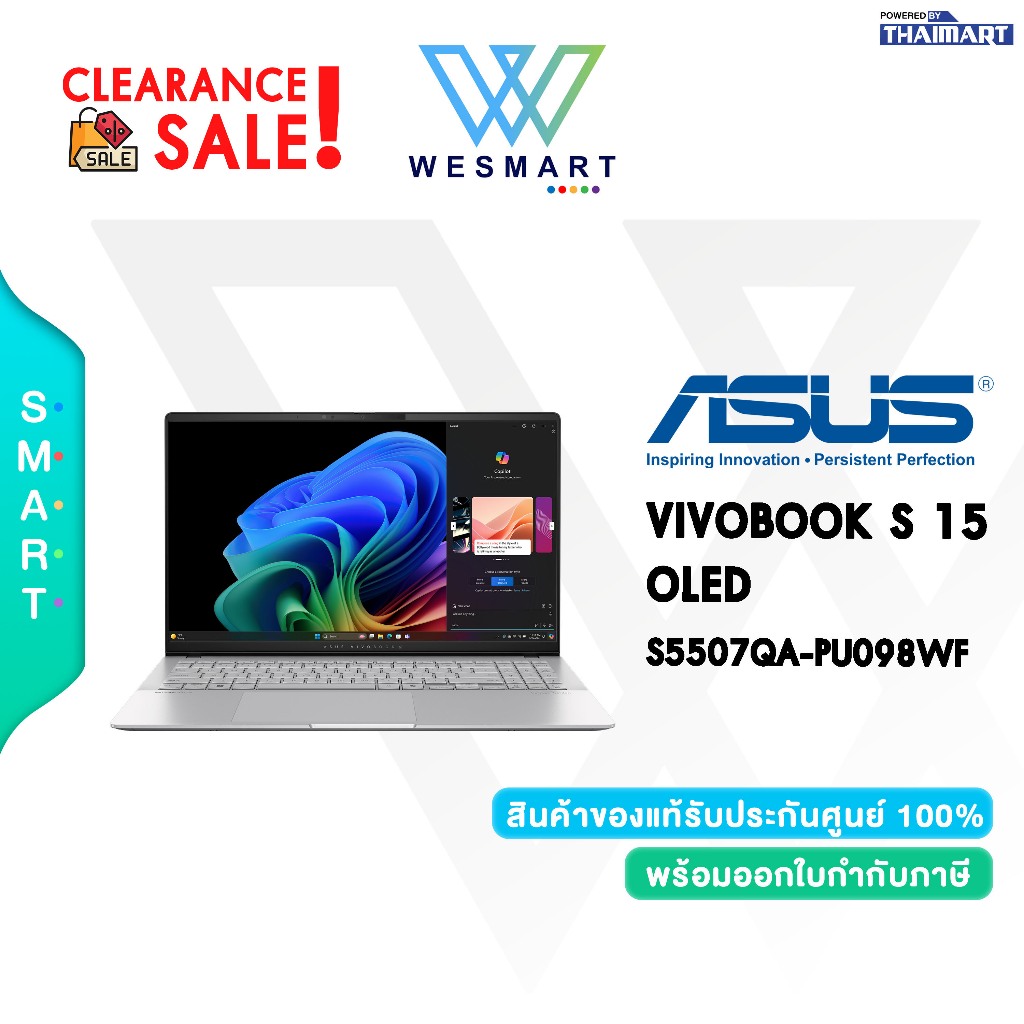 (Clearance) ASUS NOTEBOOK VIVOBOOK S 15 OLED S5507QA-PU098WF : Demo สินค้าตัวโชว์/ประกันศูนย์ ASUS 3