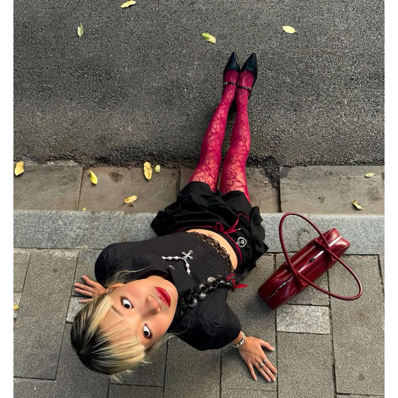 พร้อมส่งในไทย ถุงน่องตะข่ายลายดอกทานตะวัน สุดเซ็ดซี่ หลากหลายสี - รูปที่ 3