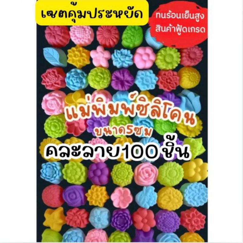 แม่พิมพ์ซิลิโคน ทำวุ้น ขนมชั้น ทำขนมต่างๆ คละลายเซต 100 ชิ้น