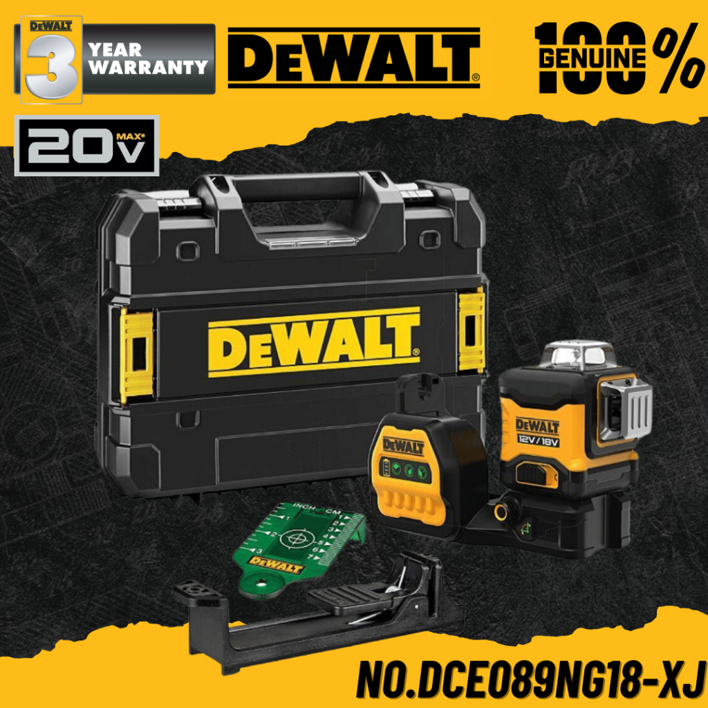 DEWALT เลเซอร์วัดระดับแบบ 3 เส้น 360 องศา No.DCE089NG18-XJ