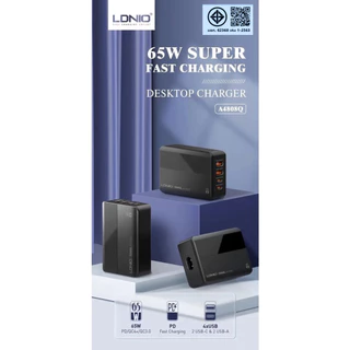 หัวชาร์จเร็ว LDNIO รุ่น A4808Q กำลังไฟ 70W/100W PD Type-C+QC3.0 ช่องชาร์จ C2+USB2 ที่ชาร์จเดสก์ท็อปมือถือได้อย่างรวดเร็ว