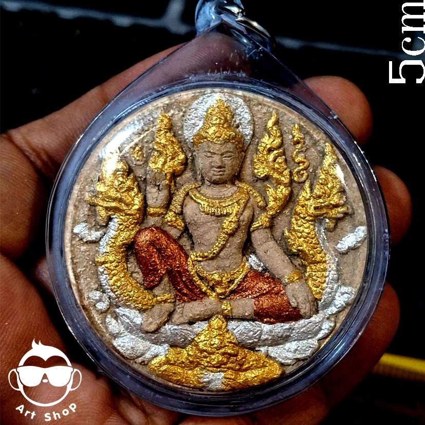 จตุคามรามเทพ รุ่นเงินไหลมาเทมา จ.นครศรีธรรมราช  ปี 2550 พร้อมเลี่ยมกันน้ำ