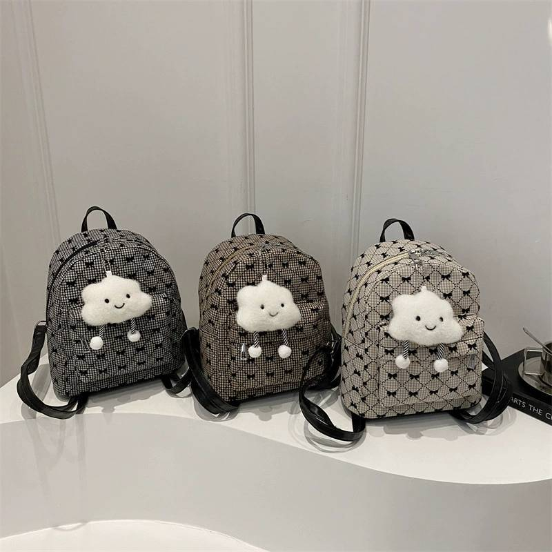 GUCSELECTED(B2296) กระเป๋าเป้มินิ-ลายสก็อต-โบว์ (ขนาด10นิ้ว)