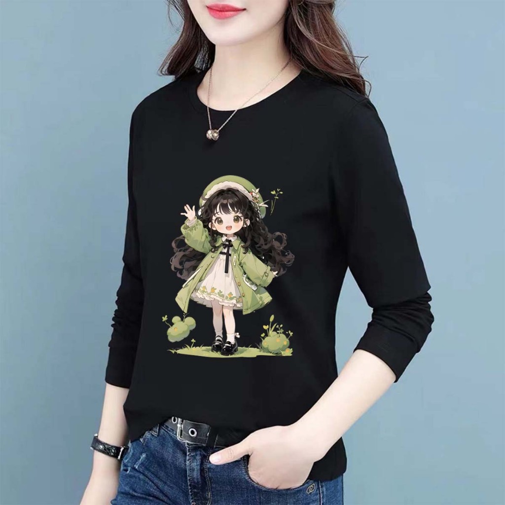 TL-1028 เสื้อยืดแขนยาวผ้านิ่มเด้ง ผ้านุ่มมากมีให้เลือก2สี ขาว/ดำ