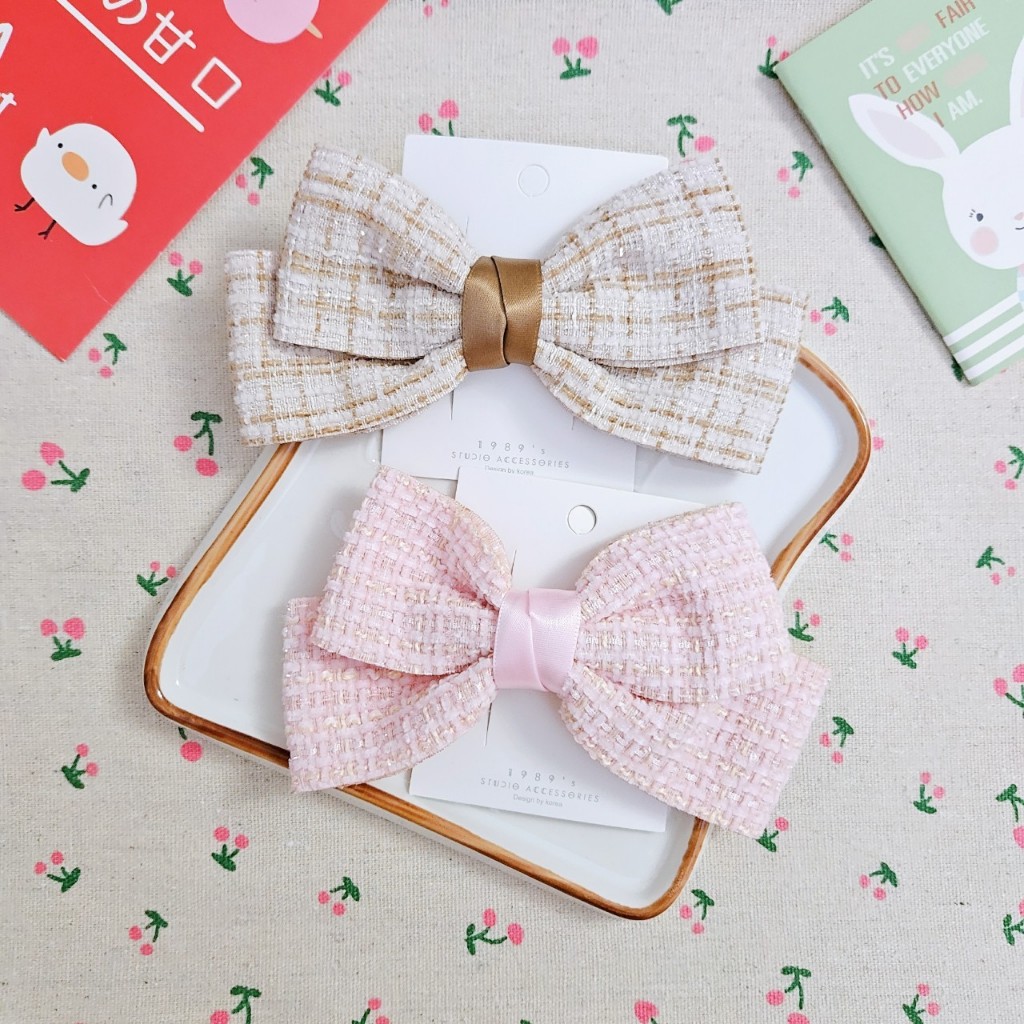 C94 กิ๊บติดผมเเฟชั่นแบบโบว์สองชั้นเเพค 1 ชิ้น (ส่งจากไทย)