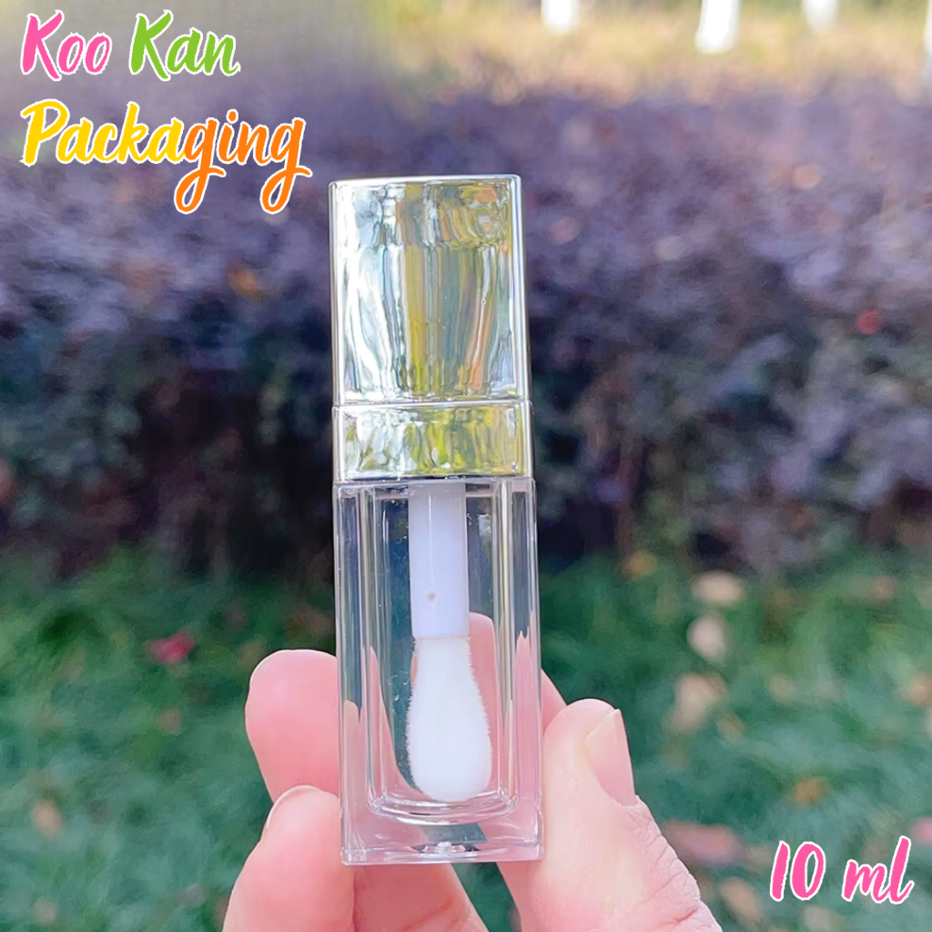 พร้อมส่ง หลอดลิปกลอสทรงเหลี่ยม แปรงใหญ่ สีเงิน 10 ml
