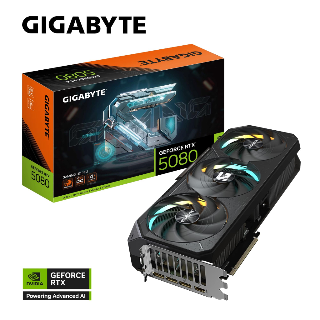 VGA (การ์ดแสดงผล) GIGABYTE GeForce RTX 5080 GAMING OC 16G (GV-N5080GAM OC-16GD)