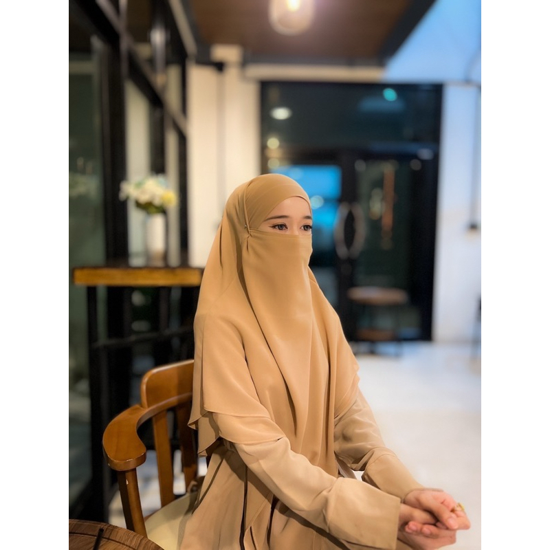 khimar(ผ้าคลุมชีฟองสวมสองชั้นปิดหน้าในตัวทรงฝรั่งเศษอาหรับ)