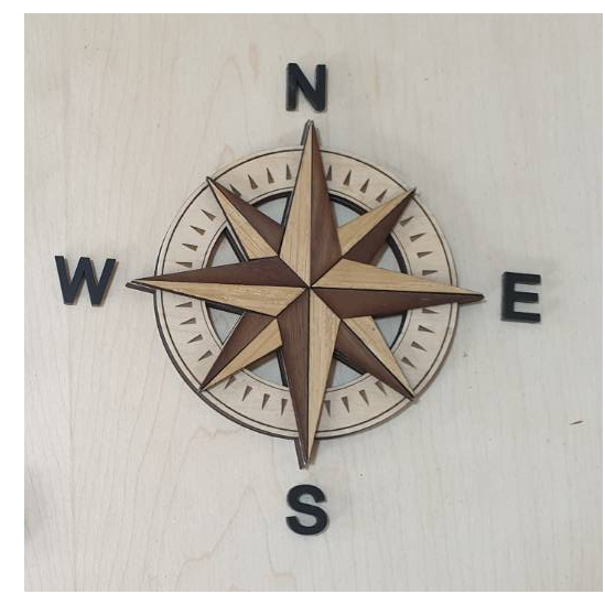 เข็มทิศไม้ตกแต่งแผนที่ มีกาวในตัว