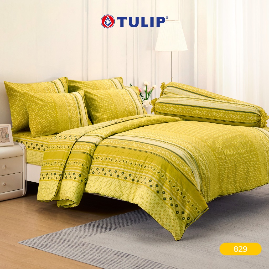 TULIP Cotton Mix พิมพ์ลาย 829 ชุดผ้าปูที่นอน ผ้าห่ม ผ้านวม พิมพ์ลายกราฟิกสวยงาม เนื้อผ้าหนาแน่น