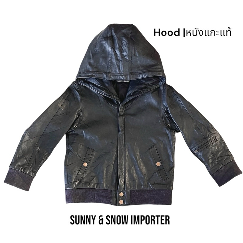 Inpaichthys Kerri เสื้อฮู้ดหนัง เสื้อหนัง เสื้อหนังแกะ Leather Hood