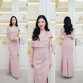 ชุดเดรส ชุดออกงาน ชุดราตรี F273 เกาะอกระบาย ปาดไหล่2ข้าง