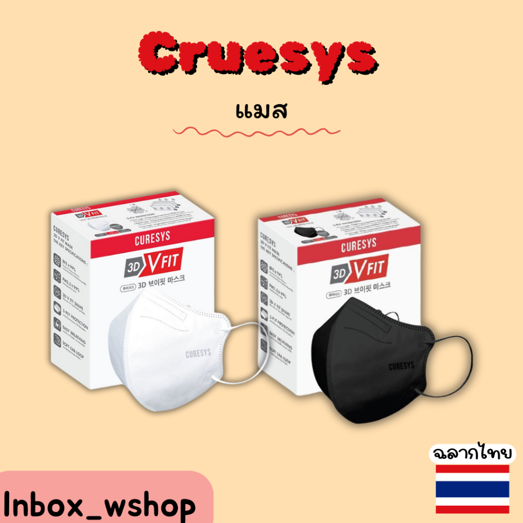 (พร้อมส่ง-ส่งไว ขอว)CURESYS 3D V Fit Mask 20pcs