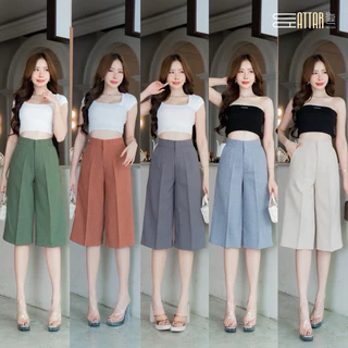 กางเกงขากระบอก 5ส่วน ตอกตะขอหน้า ผ้าสโนว์ (S-3XL) ยาว26.5“