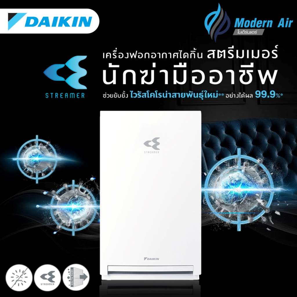 เครื่องฟอกอากาศ ไดกิ้น Daikin (รุ่นใหม่) MC30ZV1S สำหรับห้องขนาดไม่เกิน 23 ตร.ม. ส่งฟรี