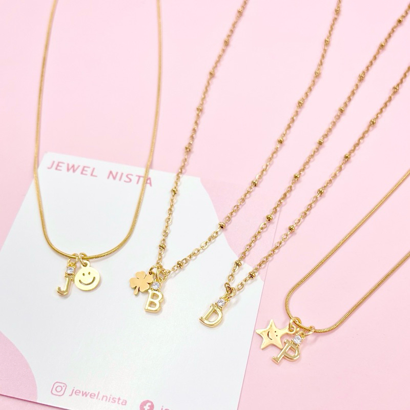 crystal alphabet necklace สร้อยคอจี้ตัวอักษรประดับคริสตัล A - Z ❣️🌟ทักแชทก่อนสั่ง🌟❣️