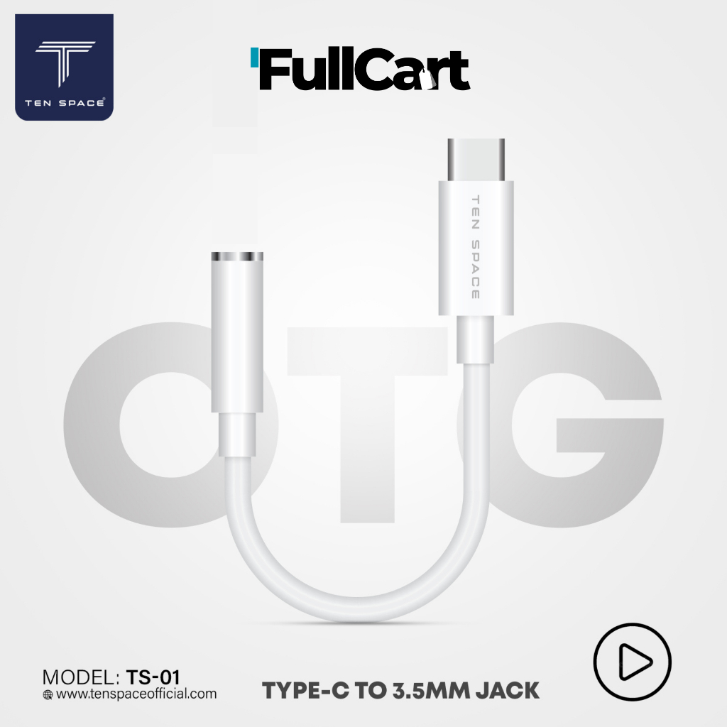 Ten Space OTG01  Audio Adapter สายแปลงหูฟัง Type-C to 3.5mm AUX Jack อะแดปเตอร์หูฟัง By FullCart